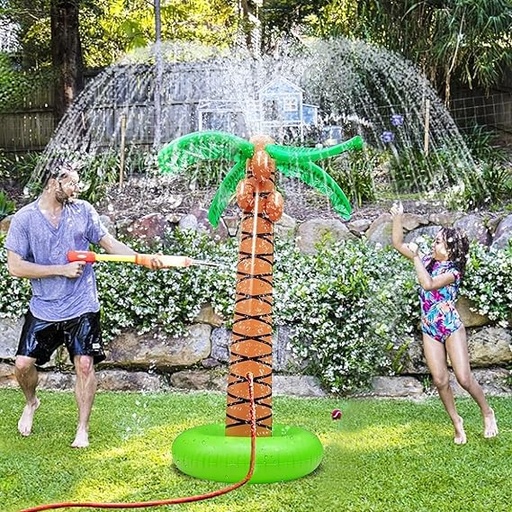 [B0CZ3RD3XF] Juguete inflable de 61 pulgadas con aspersor de palmera para niños, juguete de piscina de agua inflable para parque acuático al aire libre, fiesta hawaiana, árbol de coco para aspersor de césped para