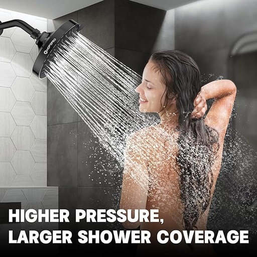 [B0CTY2XJ9N] Cabezal de ducha de lluvia de alta presión de 6 modos 2024, cabezales de ducha fijos de alto flujo de 6 pulgadas, repuesto de cabezal de ducha de lluvia de baño para baja presión de agua, aspecto