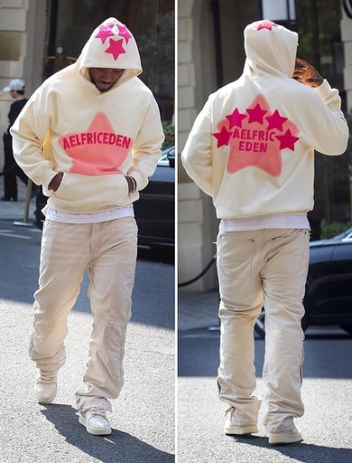 [B0CNKTZGPV] Aelfric Eden Sudaderas con capucha para mujer, con estampado de estrellas rosadas, unisex, de gran tamaño, manga larga, bolsillo