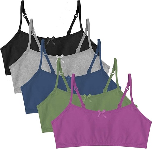 [B06XY6D7V4] Popular Sujetador de entrenamiento de algodón para niñas - Sujetadores de entrenamiento Crop Cami para niñas con correas ajustables. Paquete de sujetador de algodón.