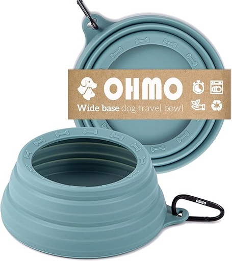 [B0BYKBVQ9J] OHMO - Cuenco de agua plegable para perros que no se propaga por el movimiento del automóvil (24 onzas, mediano, azul claro), cuencos de viaje para perros, cuenco portátil para mascotas menos