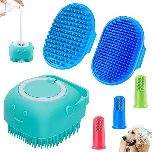 [B0BZCQY5KD] Comotech Cepillo de baño para perros de 3 piezas, cepillo de champú para perros, depurador de perros para baño, cepillo de baño para perros, cepillo de ducha para perros, cepillo de lavado con mango