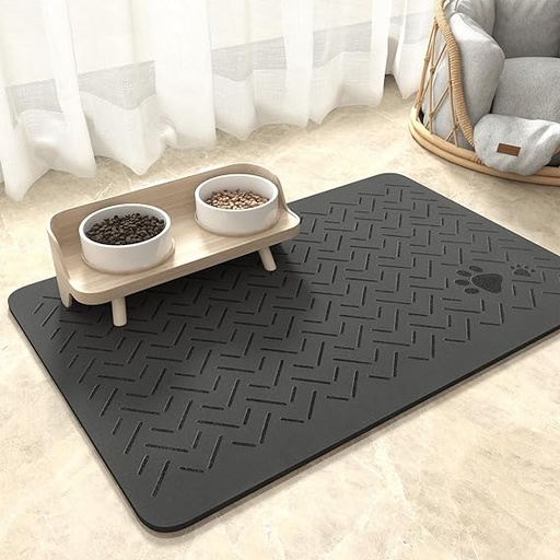 [B0C5HR6RD8] MontVoo -Tapete absorbente para alimentación de mascotas-Tapete de secado rápido para perros sin manchas para comida y agua-Tapete de goma para comida para perros, tapete dispensador de agua para