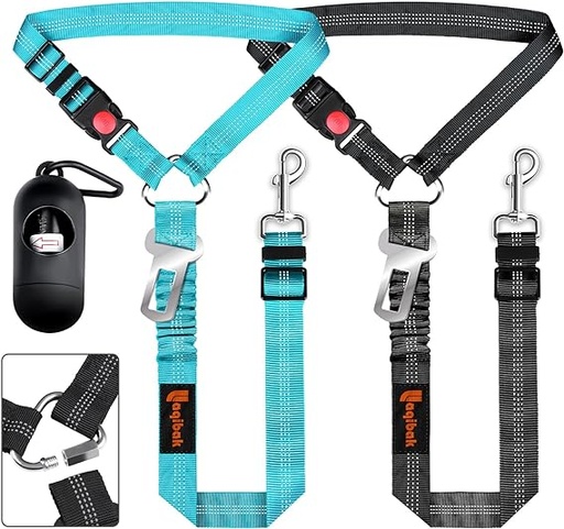[B0BYSGB9BY] Arnés de cinturón de seguridad extraíble para perro, 3 en 1, correa de cinturón de seguridad para perro, retención retráctil que se asegura al reposacabezas del vehículo y correa elástica ajustable