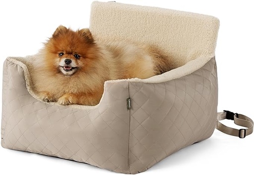 [B0CPYHCZ7K] Lesure Asiento de automóvil para perros pequeños, asientos de automóvil impermeables para perros pequeños, asiento para mascotas con bolsillos de almacenamiento, correa con clip para cama elevadora de