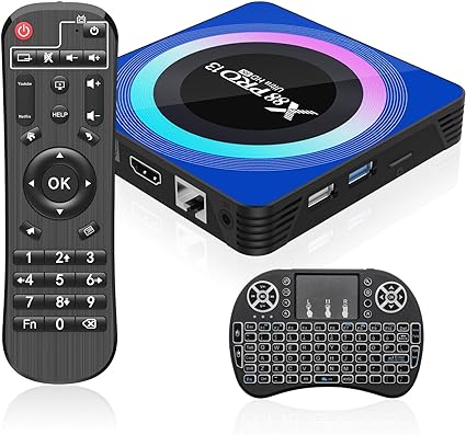 [B0CM8Z584H] Caja de TV Android 13.0, X88 PRO 13 TV Box 8k HD con RK3528 Quadcore 4GB RAM 32GB ROM 2.4Ghz/5.0Ghz Dual WiFi y BT 5.0, Smart Box Soporte Multi-lingüe con LAN Ethernet 10/100M para juegos de películas