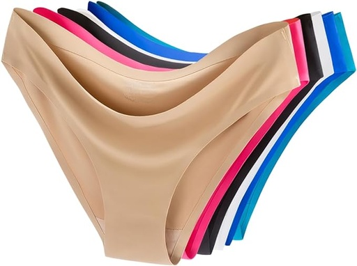 [B00HK3PHGW] Paquete de 6 calzones invisibles para mujer, sin costuras, cobertura de media espalda