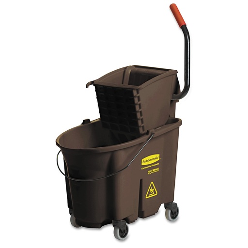 [ASIN ‏ : B005KD74GA] Sistema de fregado de alto rendimiento Rubbermaid Commercial FG758088BRN WaveBrake Side Press Combo, capacidad de 35 cuartos, marrón