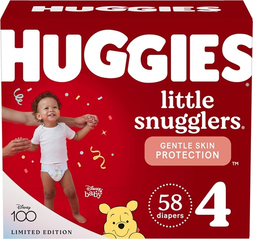 [ASIN ‏ : B09VY6BPMW] Pañales para bebés Huggies Little Snugglers, talla 4, paquete Giga, 58 quilates